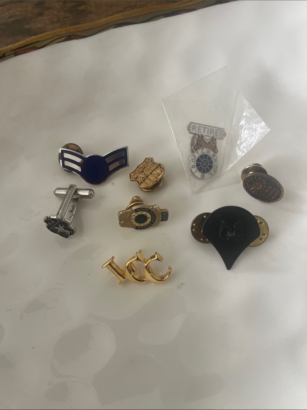 Assorted / Military Lapel Pins - Black, Blue, Gold, Silver